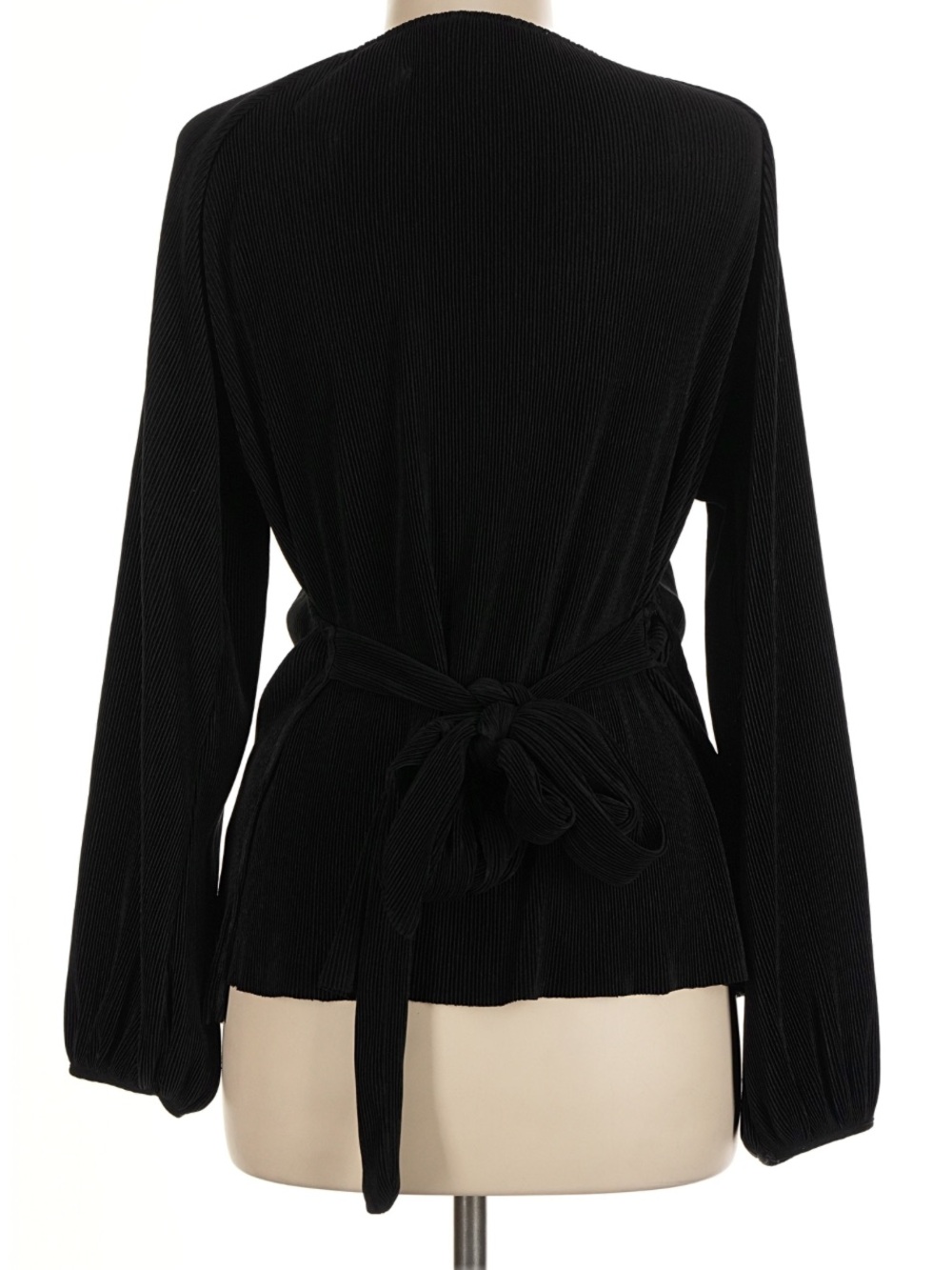 Very Flattering ASTR Black Wrap V-Neck Long Sleeve Blouse - Picture 2 of 4